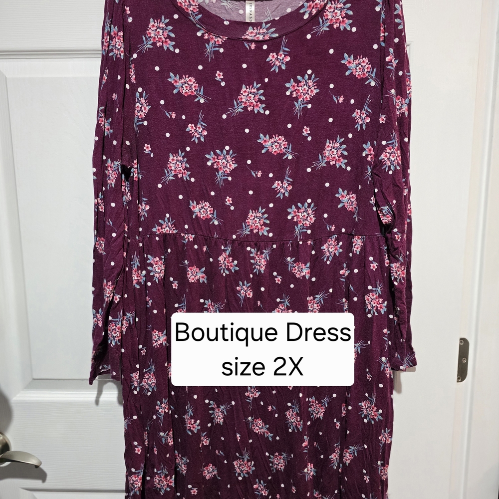Floral Burgundy Long Sleeve Dress